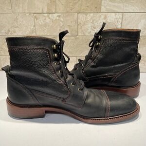 Trask Lowell Black‎ Leather Cap Toe Lace Up Boots Mens 12M 30-0311 EUC